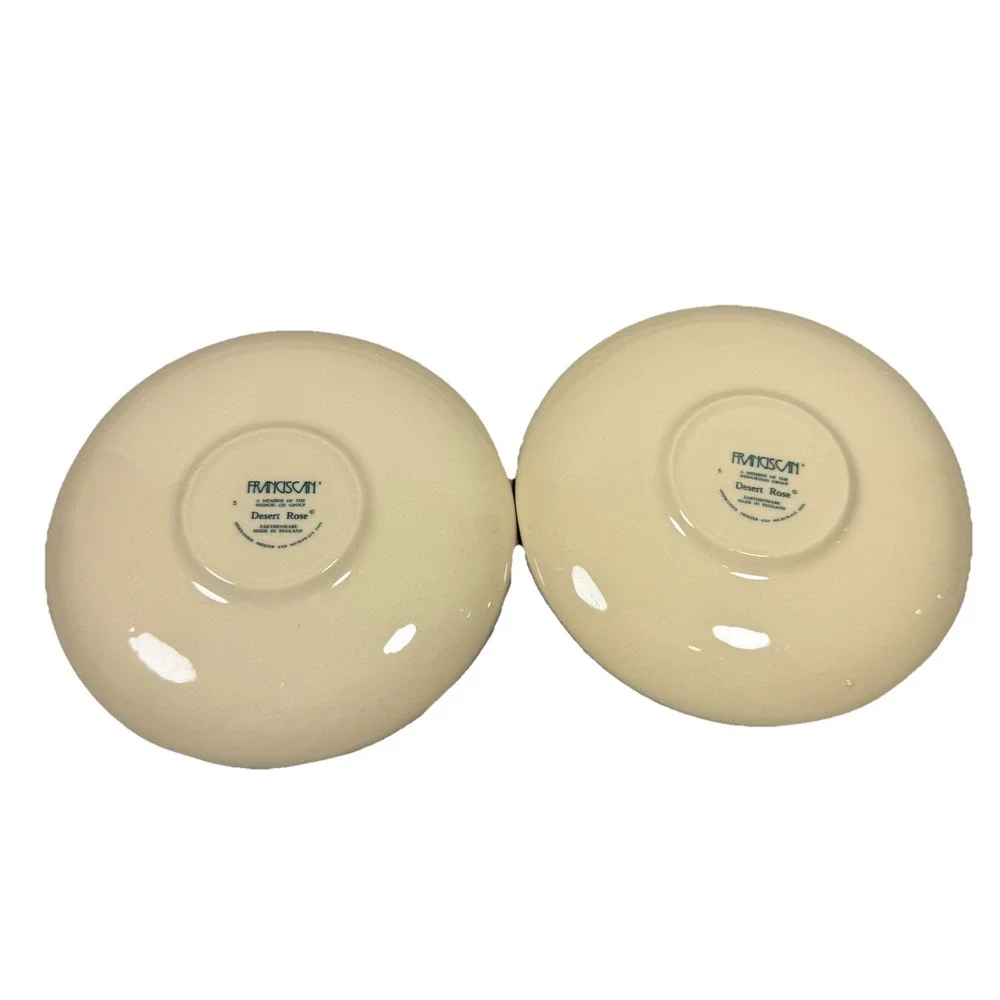 Franciscan Earthenware Desert Rose Saucers, Set of Two, Vintage, Made in England